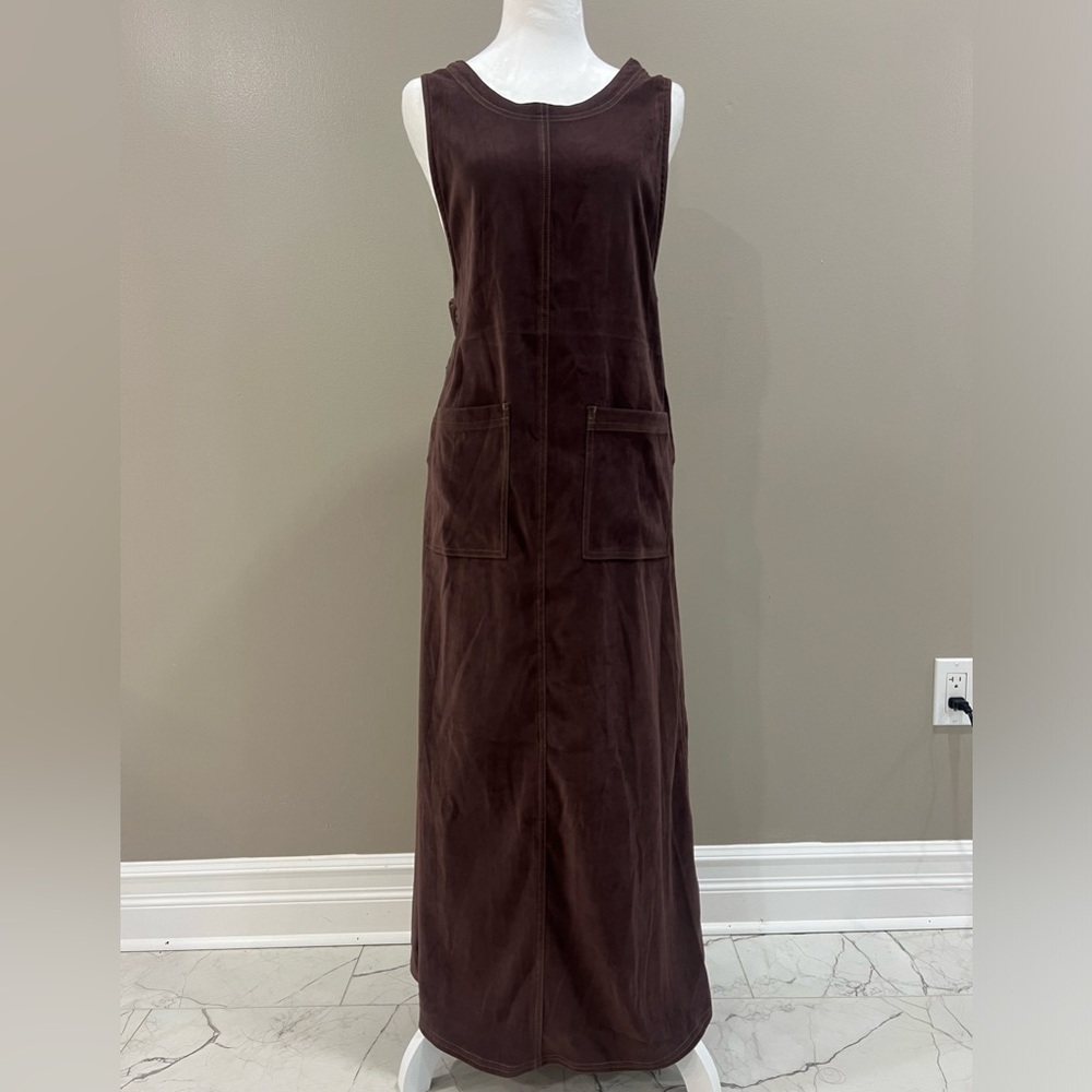 Vintage 90s Brown Boxy Minimalist Sleeveless Dress